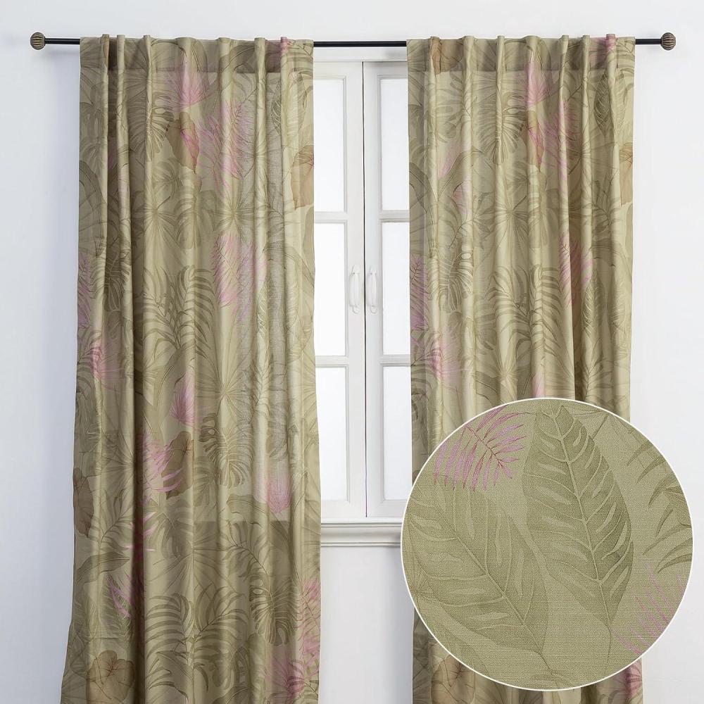 image:imageMaison d Hermine Curtains for Living Room 100 Cotton 124 inch Length Two Panel Light Filtering Curtains for Window with Rod and Loop Pockets Gifts for Mothers Day Creole  Olive Grey 50W x 124L