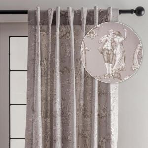 image:imageMaison d Hermine Curtains for Living Room 100 Cotton 124 inch Length One Panel Light Filtering Toile Curtains for Bedroom Windows with Rod and Loop Pockets Drapes Joli Jouy Beige 50 W x 124 L