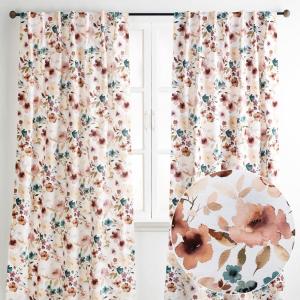 image:imageMaison d Hermine Curtains for Living Room 100 Cotton 124 inch Length Two Panel Light Filtering Curtains for Windows with Rod and Loop Pockets Gifts for Mothers Day Blossom  Florie 50W x 124L