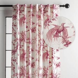 image:imageMaison d Hermine Curtains for living room 100 Cotton 96 inch length One Panel Light Filtering Toile Curtains for Bedroom Windows with rod and loop Pockets Drapes Paradise Lacquer Red 50W x 96L