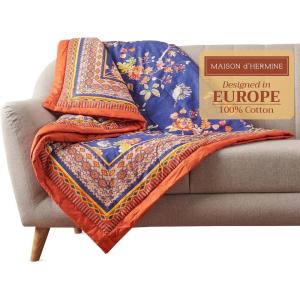 image:imageMaison d Hermine Throw Blanket for Couch Lightweight Soft Warm Breathable Cotton Throw Blankets for Bed Girls Boys Women Men Travel Living Room Gifts for Mothers Day 60 X 80 Summer Whisper15  Kelim
