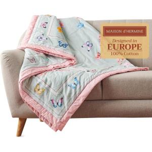 image:imageMaison d Hermine Throw Blanket for Couch Lightweight Soft Warm Breathable Cotton Throw Blankets for Bed Girls Boys Women Men Travel Living Room Gifts for Mothers Day 60 X 80 Summer Whisper25  Blossoms in Spring