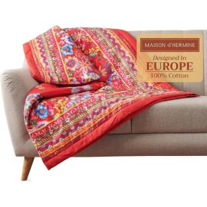 image:imageMaison d Hermine Throw Blanket for Couch Lightweight Soft Warm Breathable Cotton Throw Blankets for Bed Girls Boys Women Men Travel Living Room Gifts for Mothers Day 60 X 80 Summer Whisper17  Happy Florals