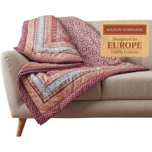 image:imageMaison d Hermine Throw Blanket for Couch Lightweight Soft Warm Breathable Cotton Throw Blankets for Bed Girls Boys Women Men Travel Living Room Gifts for Mothers Day 60 X 80 Summer Whisper10  Fair Isle