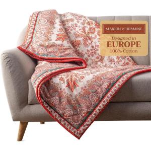 image:imageMaison d Hermine Throw Blanket for Couch Lightweight Soft Warm Breathable Cotton Throw Blankets for Bed Girls Boys Women Men Travel Living Room Gifts for Mothers Day 60 X 80 Summer Whisper07  Cachemire