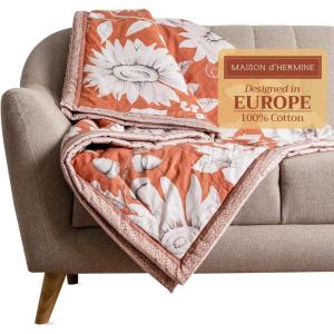 image:imageMaison d Hermine Throw Blanket for Couch Lightweight Soft Warm Breathable Cotton Throw Blankets for Bed Girls Boys Women Men Travel Living Room Gifts for Mothers Day 60 X 80 Summer Whisper34  Pretty Autumn