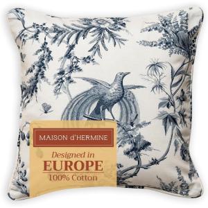 image:imageMaison d Hermine Decorative Pillow Covers 18 x 18 inch Square 100 Cotton Toile Throw Pillow Covers with Invisible Zipper for Living Room Couch Chair Sofas Gifts for Mothers Day  Paradise  Delft