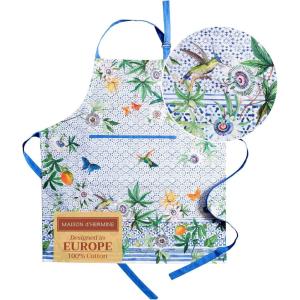 image:imageMaison d Hermine 100 Cotton Apron for women with Pocket Kitchen Chef Apron for Men Cooking Mothers Day Gifts109  Passiflora