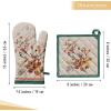 image:imageMaison d Hermine 100 Cotton Oven Mitt amp Pot Holder Set 75x13 amp 8x8 Heat Resistant BBQ Cooking Gloves with Loop for Thanksgiving Christmas Decorations Handling Hot Pans Recolte