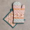 image:imageMaison d Hermine 100 Cotton Oven Mitt amp Pot Holder Set 75x13 amp 8x8 Heat Resistant BBQ Cooking Gloves with Loop for Thanksgiving Christmas Decorations Handling Hot Pans Nila