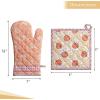 image:imageMaison d Hermine 100 Cotton Oven Mitt amp Pot Holder Set 75x13 amp 8x8 Heat Resistant BBQ Cooking Gloves with Loop for Thanksgiving Christmas Decorations Handling Hot Pans Harvest Festival