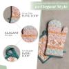 image:imageMaison d Hermine 100 Cotton Oven Mitt amp Pot Holder Set 75x13 amp 8x8 Heat Resistant BBQ Cooking Gloves with Loop for Thanksgiving Christmas Decorations Handling Hot Pans Nila