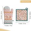 image:imageMaison d Hermine 100 Cotton Oven Mitt amp Pot Holder Set 75x13 amp 8x8 Heat Resistant BBQ Cooking Gloves with Loop for Thanksgiving Christmas Decorations Handling Hot Pans Nila