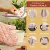 image:imageMaison d Hermine 100 Cotton Oven Mitt amp Pot Holder Set 75x13 amp 8x8 Heat Resistant BBQ Cooking Gloves with Loop for Thanksgiving Christmas Decorations Handling Hot Pans Nila