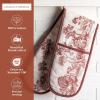 image:imageMaison d Hermine Double Oven Mitt 7 x 35 100 Cotton Heat Resistant BBQ Cooking Gloves with Loop for Thanksgiving Christmas Decorations Baking Cooking Handling Hot Pan Holy Jouy  Brown