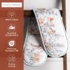 image:imageMaison d Hermine Double Oven Mitt 7 x 35 100 Cotton Heat Resistant BBQ Cooking Gloves with Loop for Thanksgiving Christmas Decorations Baking Cooking Handling Hot Pan Whitish Shabby Chique