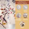 image:imageMaison d Hermine Kitchen Curtain Set for Windows 100 Cotton Set of Kitchen Curtain Valance for Home 2 Tier 28X36 and 1 Valance 56X18 Caf Gifts for Mothers Day Magnolia Mornings026  Equinoxe  Beige