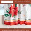 image:imageMaison d Hermine Kitchen Curtain Set for Windows 100 Cotton Set of Kitchen Curtain Valance for Home 2 Tier 28X36 and 1 Valance 56X18 Caf Gifts for Mothers Day Magnolia Mornings057  Poinsettia Christmas