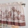 image:imageMaison d Hermine Kitchen Curtain Set for Windows 100 Cotton Set of Kitchen Curtain Valance for Home 2 Tier 28X36 and 1 Valance 56X18 Caf Gifts for Mothers Day Magnolia Mornings069  Holy Jouy  Brown