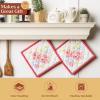 image:imageMaison d Hermine Pot Holders 100 Cotton Heat Resistant Potholders 8 x 8 Hot Pads with Loop BBQ Cooking Baking Gifts for Mothers Day Handling Hot Pans SpringSummer Pack of 2 Vintage Floral