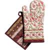 image:imageMaison d Hermine 100 Cotton Oven Mitt amp Pot Holder Set 75x13 amp 8x8 Heat Resistant BBQ Cooking Gloves with Loop for Thanksgiving Christmas Decorations Handling Hot Pans Reveillon Au Jardin