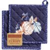 image:imageMaison d Hermine Pot Holders Set 100 Cotton Heat Resistant Potholders 8 x 8 Hot Pads with Loop for Thanksgiving Christmas Decorations BBQ Baking Handling Hot Pans Pack of 2 Pumpkin Blues