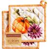 image:imageMaison d Hermine Pot Holders Set 100 Cotton Heat Resistant Potholders 8 x 8 Hot Pads with Loop for Thanksgiving Christmas Decorations Handling Hot Pans Pack of 2 Pumpkin Garden  Cloudy Cream