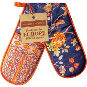 image:imageMaison d Hermine Double Oven Mitt 7 x 35 100 Cotton Heat Resistant BBQ Cooking Gloves with Loop for Thanksgiving Christmas Decorations Baking Cooking Barbeque Handling Hot Pan Kelim  Infinity