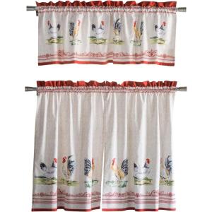 image:imageMaison d Hermine Kitchen Curtain Set for Windows 100 Cotton Set of Kitchen Curtain Valance for Home 2 Tier 28X36 and 1 Valance 56X18 Caf Gifts for Mothers Day Magnolia Mornings009  Campagne