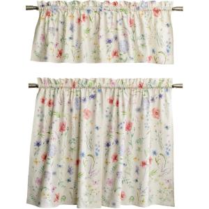 image:imageMaison d Hermine Kitchen Curtain Set for Windows 100 Cotton Set of Kitchen Curtain Valance for Home 2 Tier 28X36 and 1 Valance 56X18 Caf Gifts for Mothers Day Magnolia Mornings037  Just Floral