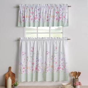 image:imageMaison d Hermine Kitchen Curtain Set for Windows 100 Cotton Set of Kitchen Curtain Valance for Home 2 Tier 28X36 and 1 Valance 56X18 Caf Gifts for Mothers Day Magnolia Mornings073  Summer Floral