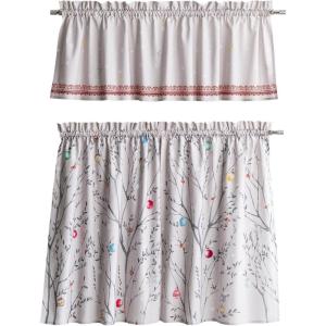 image:imageMaison d Hermine Kitchen Curtain Set for Windows 100 Cotton Set of Kitchen Curtain Valance for Home 2 Tier 28X36 and 1 Valance 56X18 Caf Gifts for Mothers Day Magnolia Mornings077  Fairy Christmas