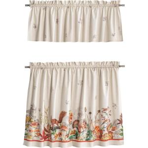 image:imageMaison d Hermine Kitchen Curtain Set for Windows 100 Cotton Set of Kitchen Curtain Valance for Home 2 Tier 28X36 and 1 Valance 56X18 Caf Gifts for Mothers Day Magnolia Mornings050  Recolte