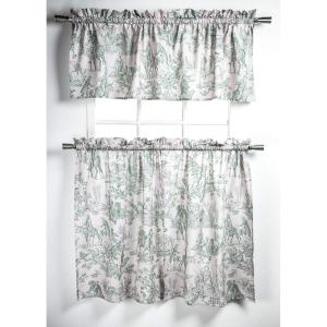image:imageMaison d Hermine Kitchen Curtain Set for Windows 100 Cotton Set of Kitchen Curtain Valance for Home 2 Tier 28X36 and 1 Valance 56X18 Caf Gifts for Mothers Day Magnolia Mornings011  the Miller  Antique Green