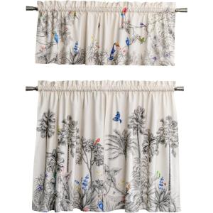 image:imageMaison d Hermine Kitchen Curtain Set for Windows 100 Cotton Set of Kitchen Curtain Valance for Home 2 Tier 28X36 and 1 Valance 56X18 Caf Gifts for Mothers Day Magnolia Mornings046  Amazonia
