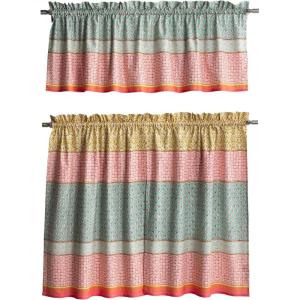 image:imageMaison d Hermine Kitchen Curtain Set for Windows 100 Cotton Set of Kitchen Curtain Valance for Home 2 Tier 28X36 and 1 Valance 56X18 Caf Gifts for Mothers Day Magnolia Mornings062  Provence