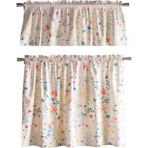 image:imageMaison d Hermine Kitchen Curtain Set for Windows 100 Cotton Set of Kitchen Curtain Valance for Home 2 Tier 28X36 and 1 Valance 56X18 Caf Gifts for Mothers Day Magnolia Mornings002  Colmar