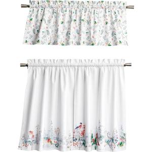 image:imageMaison d Hermine Kitchen Curtain Set for Windows 100 Cotton Set of Kitchen Curtain Valance for Home 2 Tier 28X36 and 1 Valance 56X18 Caf Gifts for Mothers Day Magnolia Mornings056  Morzine