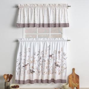 image:imageMaison d Hermine Kitchen Curtain Set for Windows 100 Cotton Set of Kitchen Curtain Valance for Home 2 Tier 28X36 and 1 Valance 56X18 Caf Gifts for Mothers Day Magnolia Mornings072  Meadow Florals  Brown