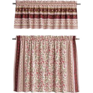 image:imageMaison d Hermine Kitchen Curtain Set for Windows 100 Cotton Set of Kitchen Curtain Valance for Home 2 Tier 28X36 and 1 Valance 56X18 Caf Gifts for Mothers Day Magnolia Mornings027  Reveillon Au Jardin