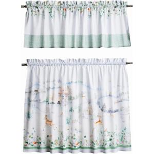 image:imageMaison d Hermine Kitchen Curtain Set for Windows 100 Cotton Set of Kitchen Curtain Valance for Home 2 Tier 28X36 and 1 Valance 56X18 Caf Gifts for Mothers Day Magnolia Mornings079  Snowy World