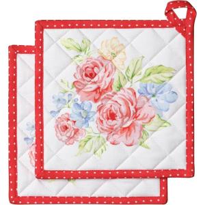 image:imageMaison d Hermine Pot Holders 100 Cotton Heat Resistant Potholders 8 x 8 Hot Pads with Loop BBQ Cooking Baking Gifts for Mothers Day Handling Hot Pans SpringSummer Pack of 2 Vintage Floral