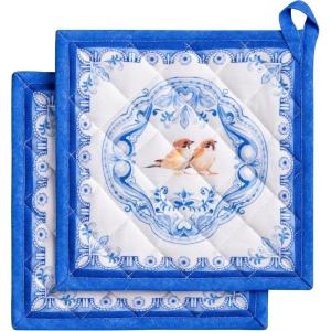 image:imageMaison d Hermine Pot Holders 100 Cotton Heat Resistant Potholders 8 x 8 Hot Pads with Loop Cooking Baking Gifts for Mothers Day Handling Hot Pans SpringSummer Pack of 2 Amsterdam Canals