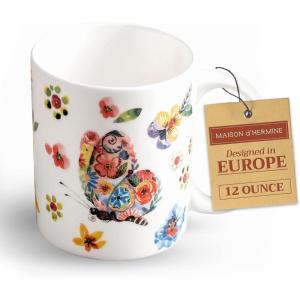 image:imageMaison d Hermine Coffee Mug with Handle Fine Bone China Mugs Pack of Two Tea Cups for Hot Beverages Cappuccino Latte Home Restaurant Gifts for Mothers day Christmas Tradition  Pack of 2 15 Ounce021  Happy Florals  High Summer Butterfliess