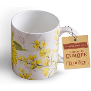 image:imageMaison d Hermine Coffee Mug with Handle Fine Bone China Mugs Pack of Two Tea Cups for Hot Beverages Cappuccino Latte Home Restaurant Gifts for Mothers day Christmas Tradition  Pack of 2 15 Ounce010  Candice  Helianthe