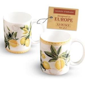 image:imageMaison d Hermine Coffee Mug with Handle Fine Bone China Mugs Pack of Two Tea Cups for Hot Beverages Cappuccino Latte Home Restaurant Gifts for Mothers day Christmas Tradition  Pack of 2 15 Ounce004  Limoncello  Pack of 2