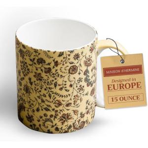 image:imageMaison d Hermine Coffee Mug with Handle Fine Bone China Mugs Pack of Two Tea Cups for Hot Beverages Cappuccino Latte Home Restaurant Gifts for Mothers day Christmas Tradition  Pack of 2 15 Ounce035  Lakshmi  Daya