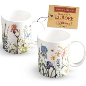 image:imageMaison d Hermine Coffee Mug with Handle Fine Bone China Mugs Pack of Two Tea Cups for Hot Beverages Cappuccino Latte Home Restaurant Gifts for Mothers day Christmas Tradition  Pack of 2 15 Ounce001  Fleurs De Mai  Pack of 2