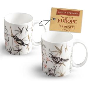 image:imageMaison d Hermine Coffee Mug with Handle Fine Bone China Mugs Pack of Two Tea Cups for Hot Beverages Cappuccino Latte Home Restaurant Gifts for Mothers day Christmas Tradition  Pack of 2 15 Ounce022  Meadow Florals  Brown Pack of 2