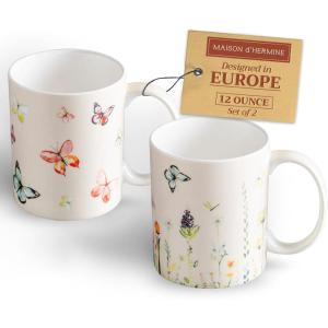 image:imageMaison d Hermine Coffee Mug with Handle Fine Bone China Mugs Pack of Two Tea Cups for Hot Beverages Cappuccino Latte Home Restaurant Gifts for Mothers day Christmas Tradition  Pack of 2 15 Ounce003  Botanical Fresh  Pack of 2